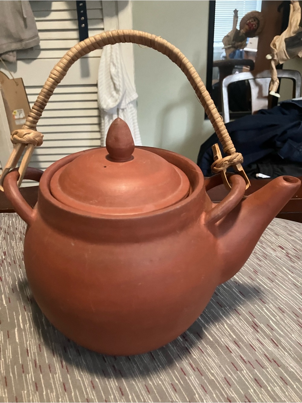 Vintage Chinese Traditional Red Clay or Terra Cotta Teapot With Diffuser
